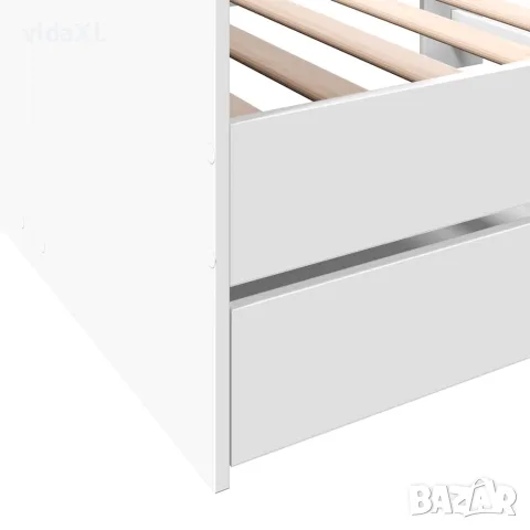 vidaXL Дневно легло с чекмеджета, без матрак, бял, 100x200 см, снимка 7 - Спални и легла - 56146809