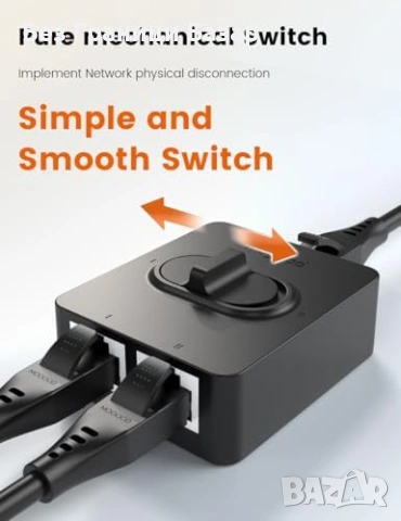 Нов LAN сплитер 1 в 2 двупосочен, 1000Mbps, без захранване, Cat6, суич, снимка 3 - Друга електроника - 53666260