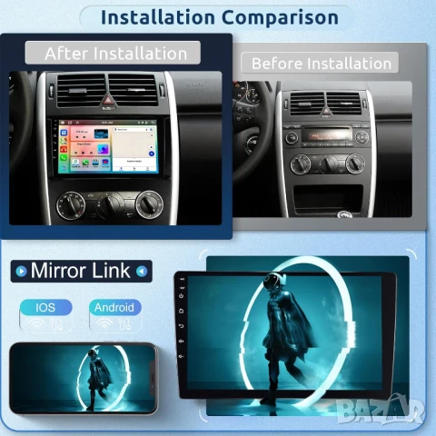 Мултимедия за Mercedes, A-Class, B-Class W169, W245, Android, Навигация, Двоен дин, Андроид, снимка 5 - Аксесоари и консумативи - 51321158