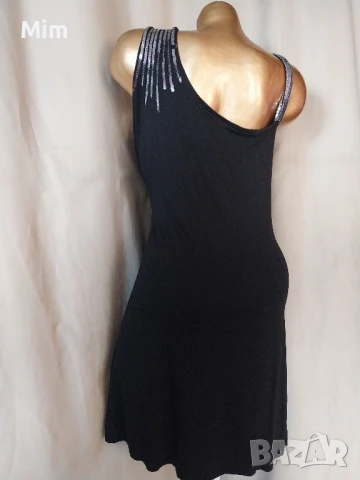 2XL/3XL Черна семпла рокля със сребристи пайети , снимка 3 - Рокли - 50637386