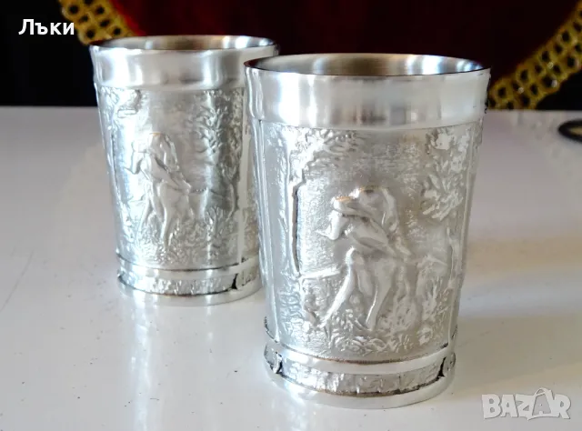 Чаша от калай с Елен,Куче,ловен герб. , снимка 2 - Антикварни и старинни предмети - 48544051