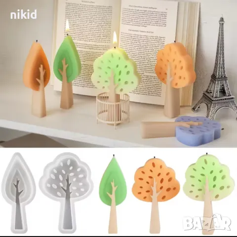 Право високо дърво 2 вида силиконов молд форма фондан шоколад гипс смола свещ