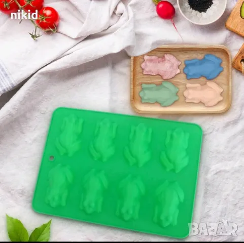 8 жаби жаба силиконов молд форма фондан шоколад гипс сапун свещ декор, снимка 3 - Форми - 48018703