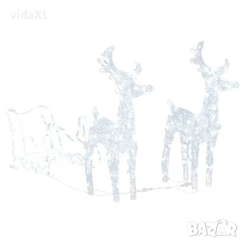 vidaXL Коледна украса елени с шейна, 160 LED, 130 см, акрил(SKU:289979)