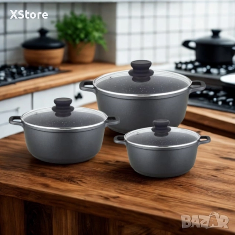 Гранитен комплект касероли Lexical ECO SMART SERIES – 6 части 24/26/30 см, снимка 5 - Съдове за готвене - 51895969