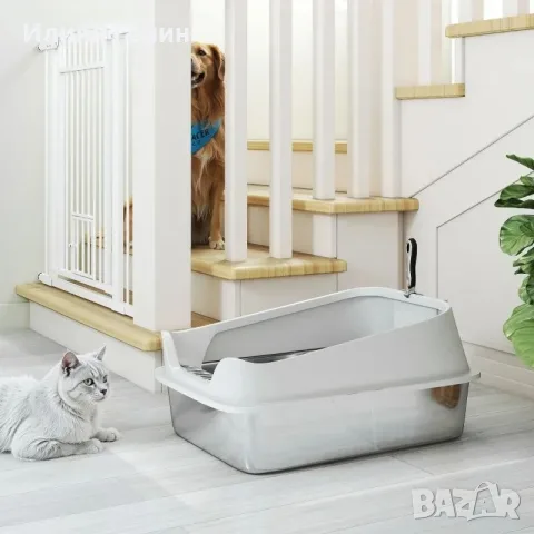 PawHut Котешка тоалетна от неръждаема стомана, снимка 4 - За котки - 55894433