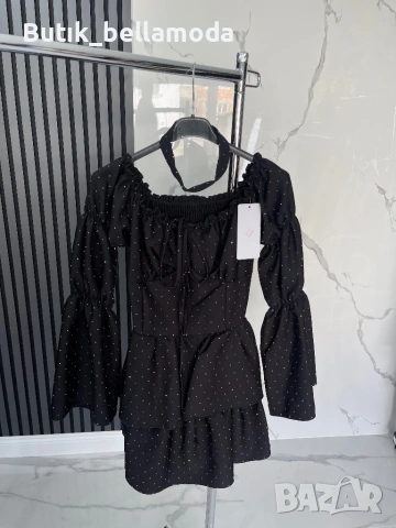 Рокли с чокър опсипани с камъчета , снимка 2 - Рокли - 53672757