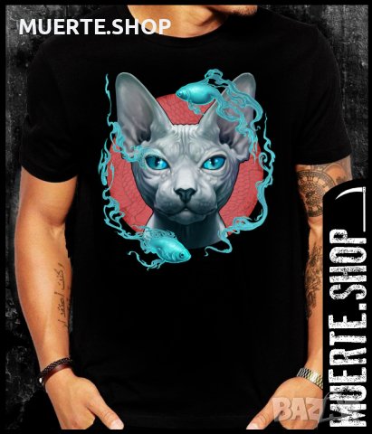 Черна тениска с щампа SPHYNX N FISHES
