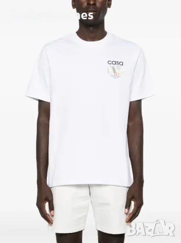 CASABLANCA White Tennis Equipement Sportif Logo Print Мъжка Тениска size XL (L), снимка 5 - Тениски - 47273738