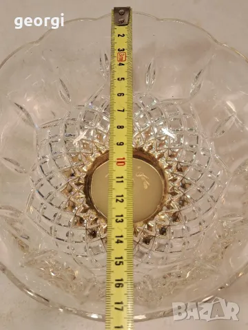 кристална купа с метален пиедестал 6/1, снимка 6 - Антикварни и старинни предмети - 49279042