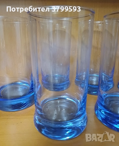 6 големи чаши синьо стъкло, снимка 2 - Чаши - 52645800