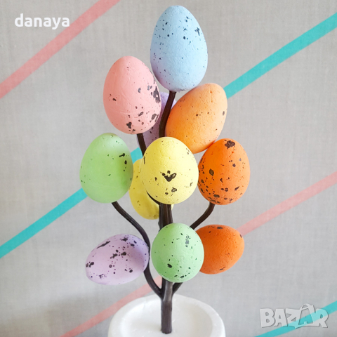 2825 Декоративно великденско дръвче с шарени яйца, 25см, снимка 3 - Декорация за дома - 36472653