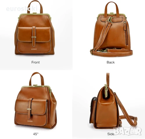 ECOSUSI Малка раница, чанта от изкуствена кожа, мини раница за пътуване, ежедневна дамска чанта , снимка 4 - Раници - 51345003