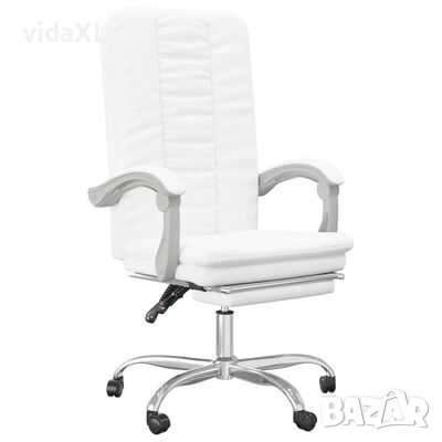 vidaXL Наклоняем офис стол, бял, изкуствена кожа(SKU:349722, снимка 1