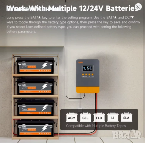 Контролер за соларни панели PowMr MPPT 45A - PRO, снимка 3 - Друга електроника - 53465766