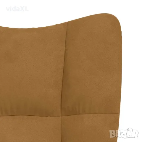 vidaXL Люлеещ се стол с табуретка, кафяв кадифе, снимка 10 - Столове - 56146918
