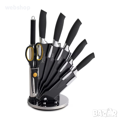 Комплект ножове Royalty Line, Стойка, 8 части, Черен, снимка 4 - Прибори за хранене, готвене и сервиране - 44611681