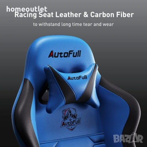 ПРОМОЦИЯ Ергономичен геймърски стол с дамаска от PU кожа в син цвят AUTOFULL AF083UPJA, снимка 6 - Столове - 53085371