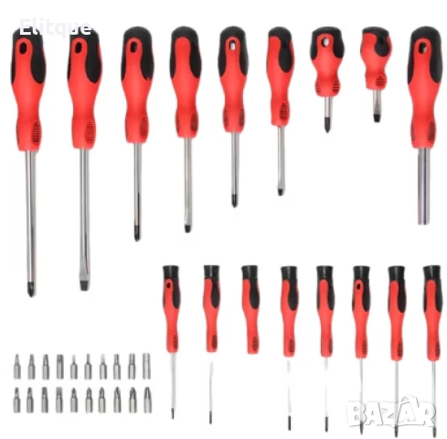 Комплект отвертки и битове с държач 37 части, черни/червени, снимка 2 - Други стоки за дома - 52853783