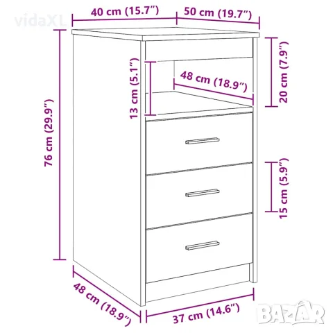 vidaXL Шкаф с чекмеджета, сонома дъб, 40x50x76 см, инженерна дървесина, снимка 6 - Шкафове - 56147753