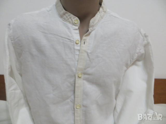 Мъжка риза с дълъг ръкав от лен Zara, снимка 2 - Ризи - 36358785