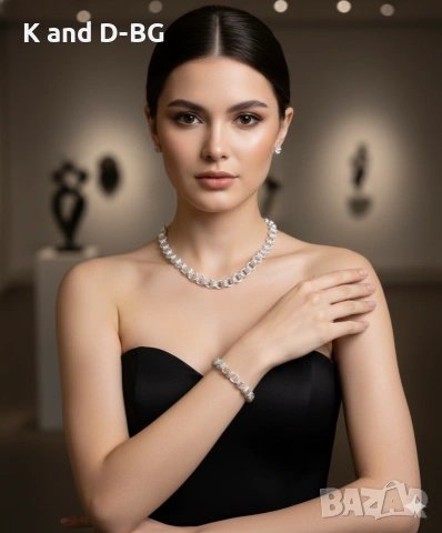 Дамски сребърен ланец с гривна проба 925 , снимка 2 - Колиета, медальони, синджири - 53522761