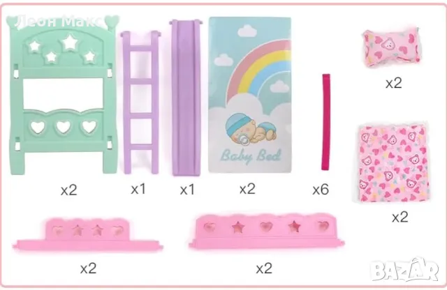 Легло за кукли Барби с пързалка двуетажно, снимка 7 - Кукли - 48398219