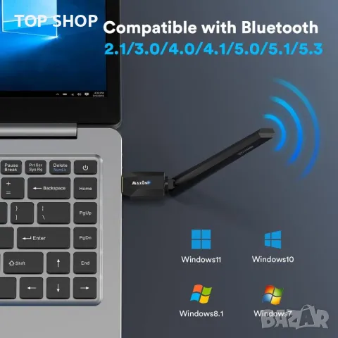 Bluetooth адаптер за PC 5.4, Maxuni USB Bluetooth Dongle 5.4 EDR, снимка 6 - Кабели и адаптери - 49500165