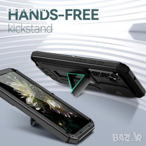 R-JUST Защитен Калъф за Samsung S26 5G - IP54, Плъзгащо капаче, Метална стойка, 4 цвята, снимка 10 - Калъфи, кейсове - 53854315