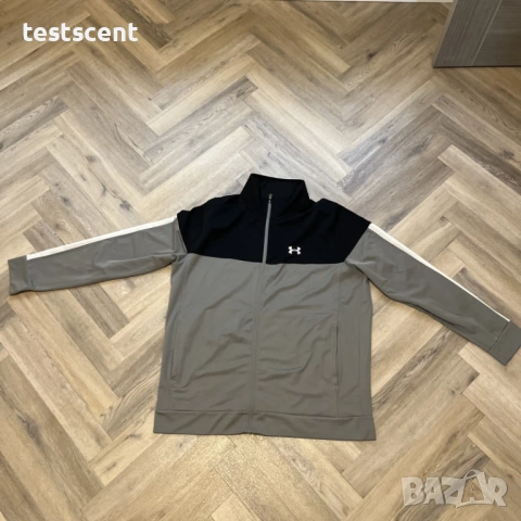 Мъжко горнище Under Armour UA Poly Track Top XL черно и сиво X-large Under Armour, снимка 2 - Спортни дрехи, екипи - 53868205