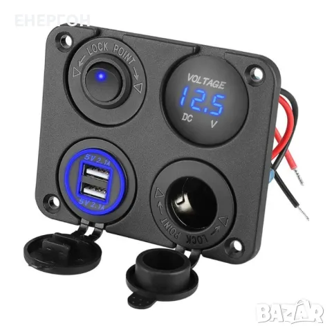 12V/24v панел за вграждане USB зарядно запалка волтметър Бушон копче, снимка 10 - Аксесоари и консумативи - 48099223