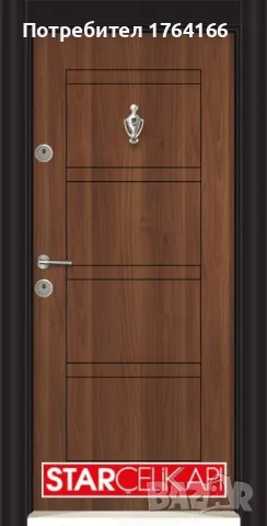 Входна блиндирана турска врата с цвят орех металик, снимка 1