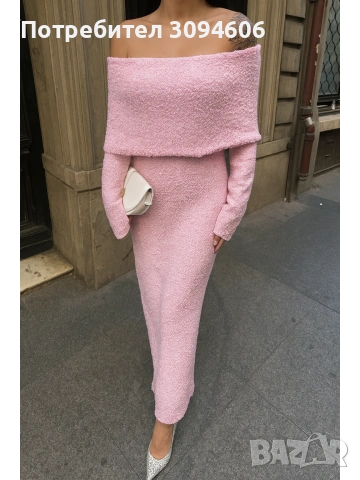 Рокля с паднали рамене, снимка 5 - Рокли - 53165981