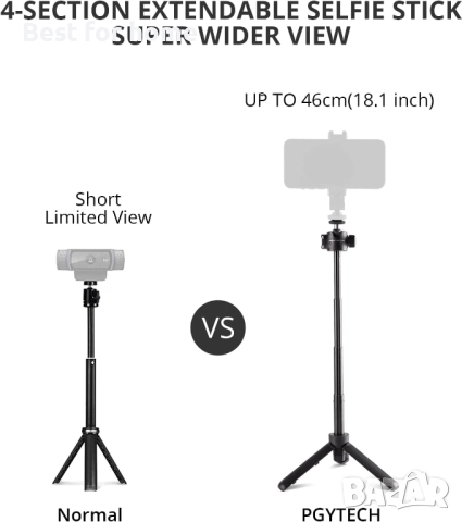PGYTECH Мини статив с държач за телефон, снимка 3 - Селфи стикове, аксесоари - 52628389