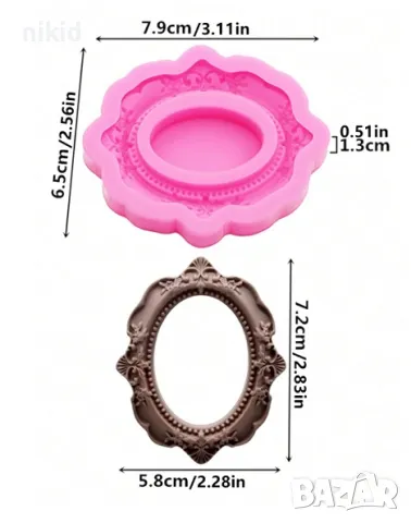 широк овал рамка силиконов молд форма украса торта фондан шоколад и др., снимка 2 - Форми - 20437752