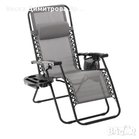 Сгъваем градински шезлонг със стойка, джоб и възглавница - мобилна зона за комфорт, снимка 5 - Градински мебели, декорация  - 53858098