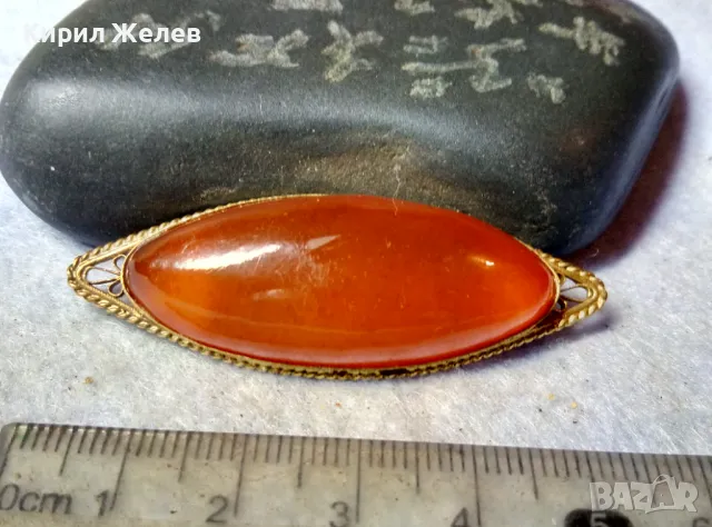 СТАРИННА РУСКА МЕДНА с МАРКИРАНА ПОЗЛАТА КЕХЛИБАРЕНА БРОШКА 100% НАТУРАЛЕН БАЛТИЙСКИ КЕХЛИБАР 48768, снимка 9 - Антикварни и старинни предмети - 48734280