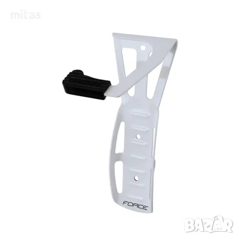 Велосипедна стойка за стена FORCE F, Закачане за предно колело, Бяла