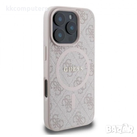 Оригинален кейс Guess HC MagSafe PU 4G Ring Classic Logo и Протектор За iPhone 16 Pro (6.3), Розов, снимка 2 - Калъфи, кейсове - 51962071