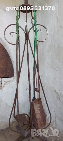 Комплект Инструменти за камина със стойка, от ковано желязо, ръжен, снимка 7 - Други - 41656472