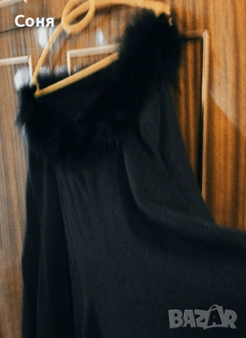 Пончо с яка от естествена кожа, снимка 5 - Палта, манта - 53067847