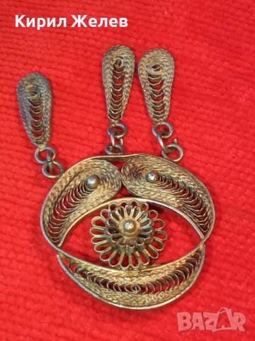 РЕТРО ФИЛИГРАННА СРЕБЪРНА БРОШКА с ГРАНУЛАЦИЯ МАЙСТОРСКА ЮВЕЛИРНА РАБОТА СРЕБРО 950 ПРОБА 5090, снимка 10 - Антикварни и старинни предмети - 30330459