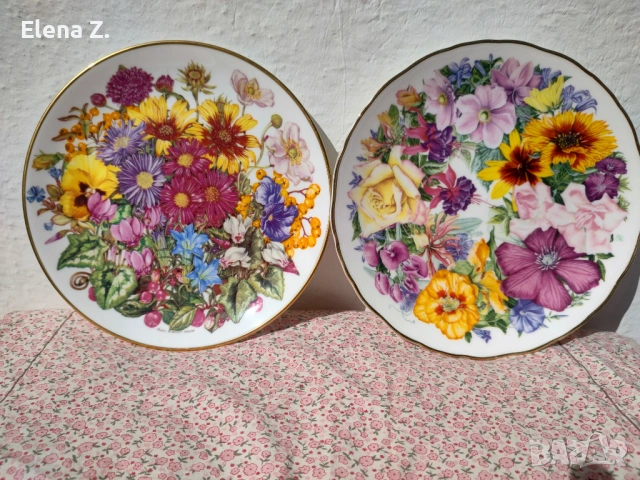 2 красиви декоративни чинии от фин костен порцелан 