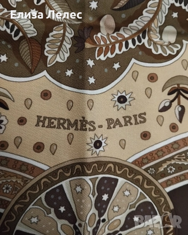 Hermes оригинален копринен шал 90/90 см., снимка 6 - Шалове - 52923743