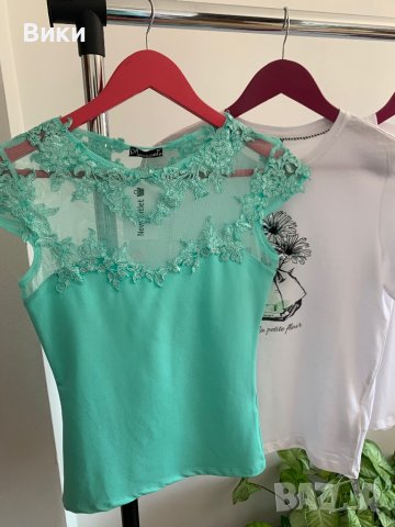 Дамска блуза с дантела , снимка 13 - Тениски - 41227406