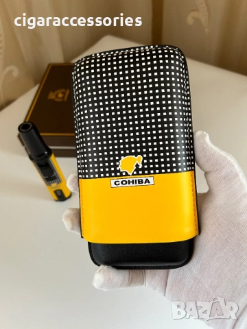 Комплект Cohiba – калъф от естествена кожа и метална запалка, снимка 5 - Запалки - 51102147