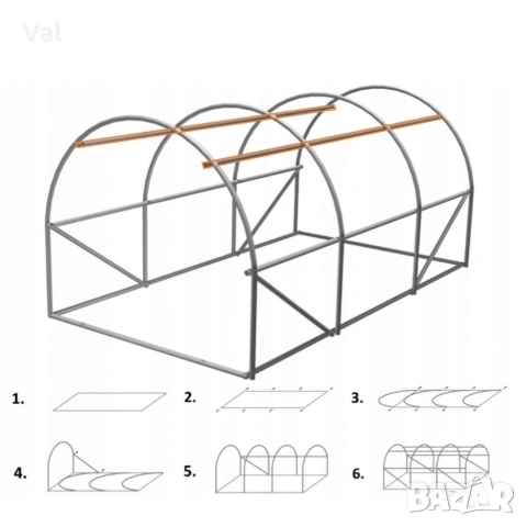 Градинска оранжерия 3 сегментова с допълнителна вентилация 3 х 2 х 2м, снимка 5 - Оранжерии - 53627454
