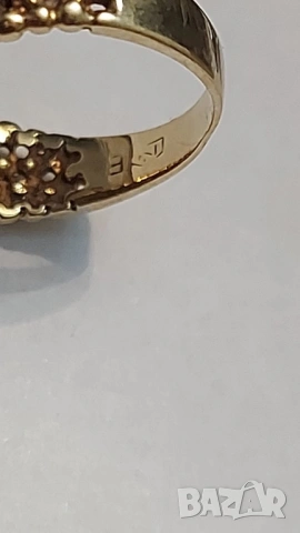 Старинен златен пръстен с естествени рубини, снимка 6 - Пръстени - 53177339