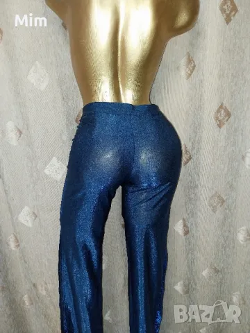 М Син панталон странично с прозрачен еластичен тюл , снимка 5 - Панталони - 50062503