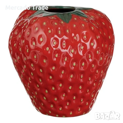 Декоративна керамична ваза Mercado Trade, Във форма на ягода, Червен, снимка 2 - Декорация за дома - 53418137